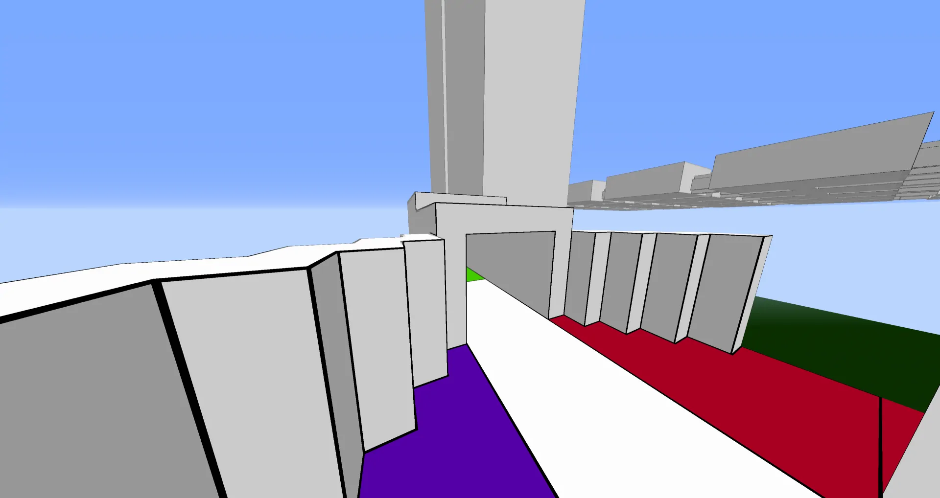 Many black lines around blocks.